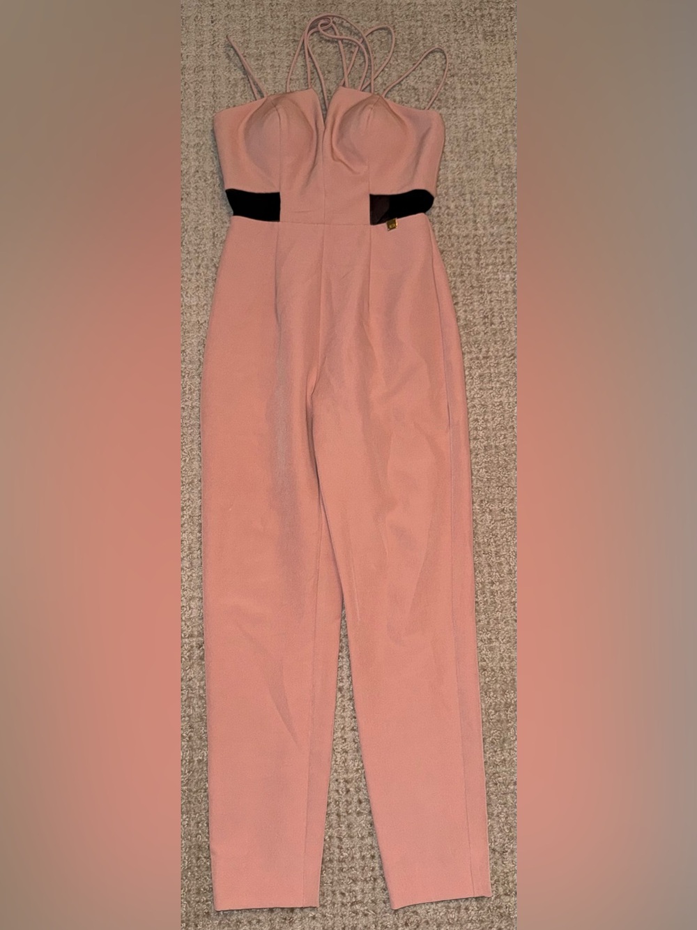 BSB Collection Pink Jumpsuit 38 Blush Strappy Mesh Cutout Tapered Leg small s